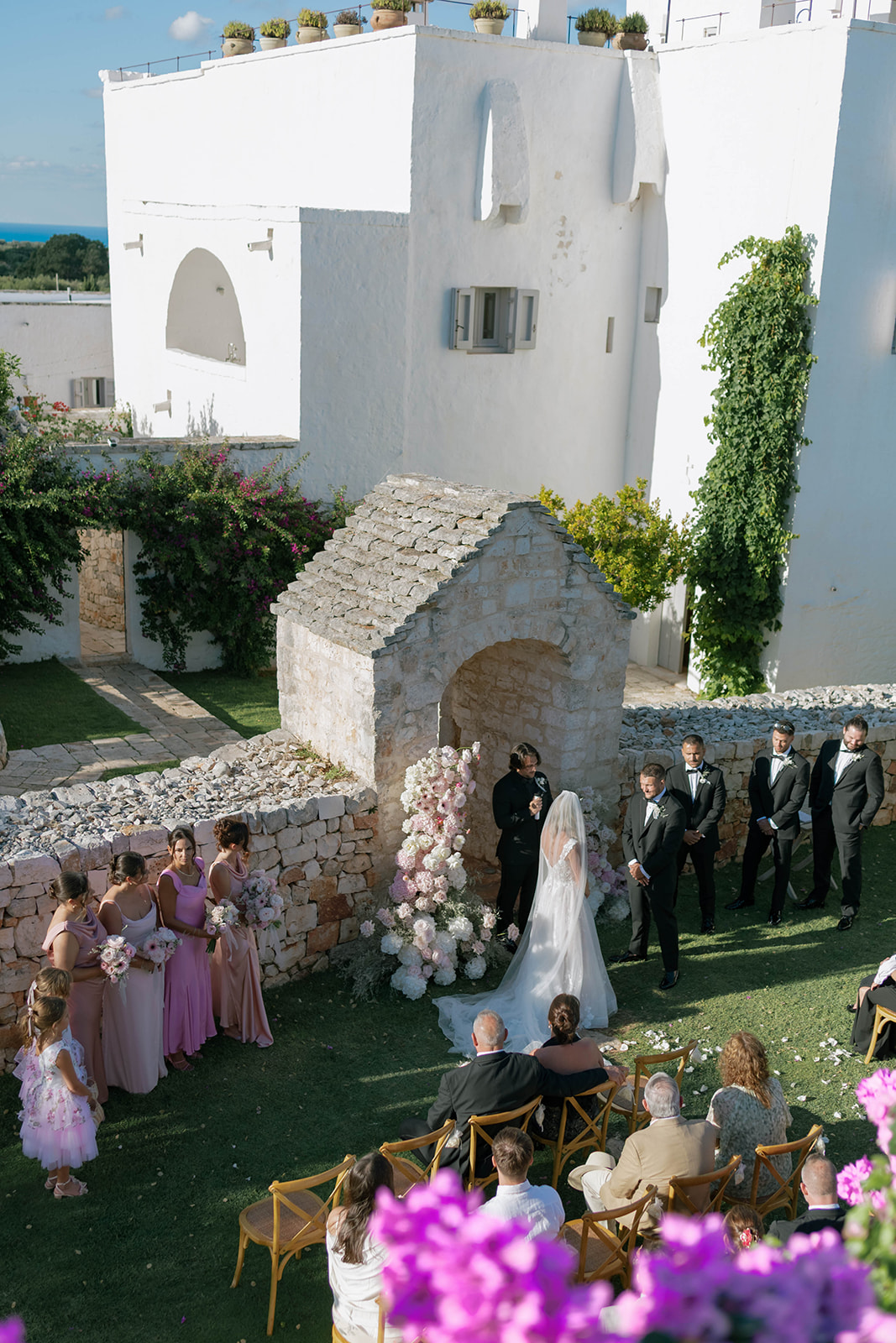 Family and friends gathered for a wedding ceremony