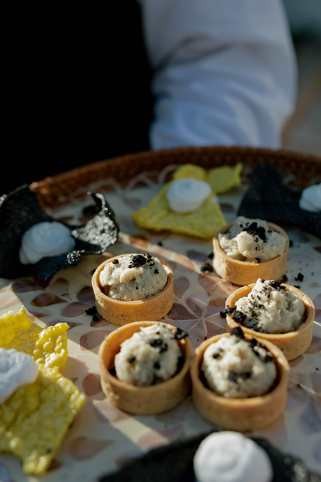 Freshly prepared wedding reception canapés