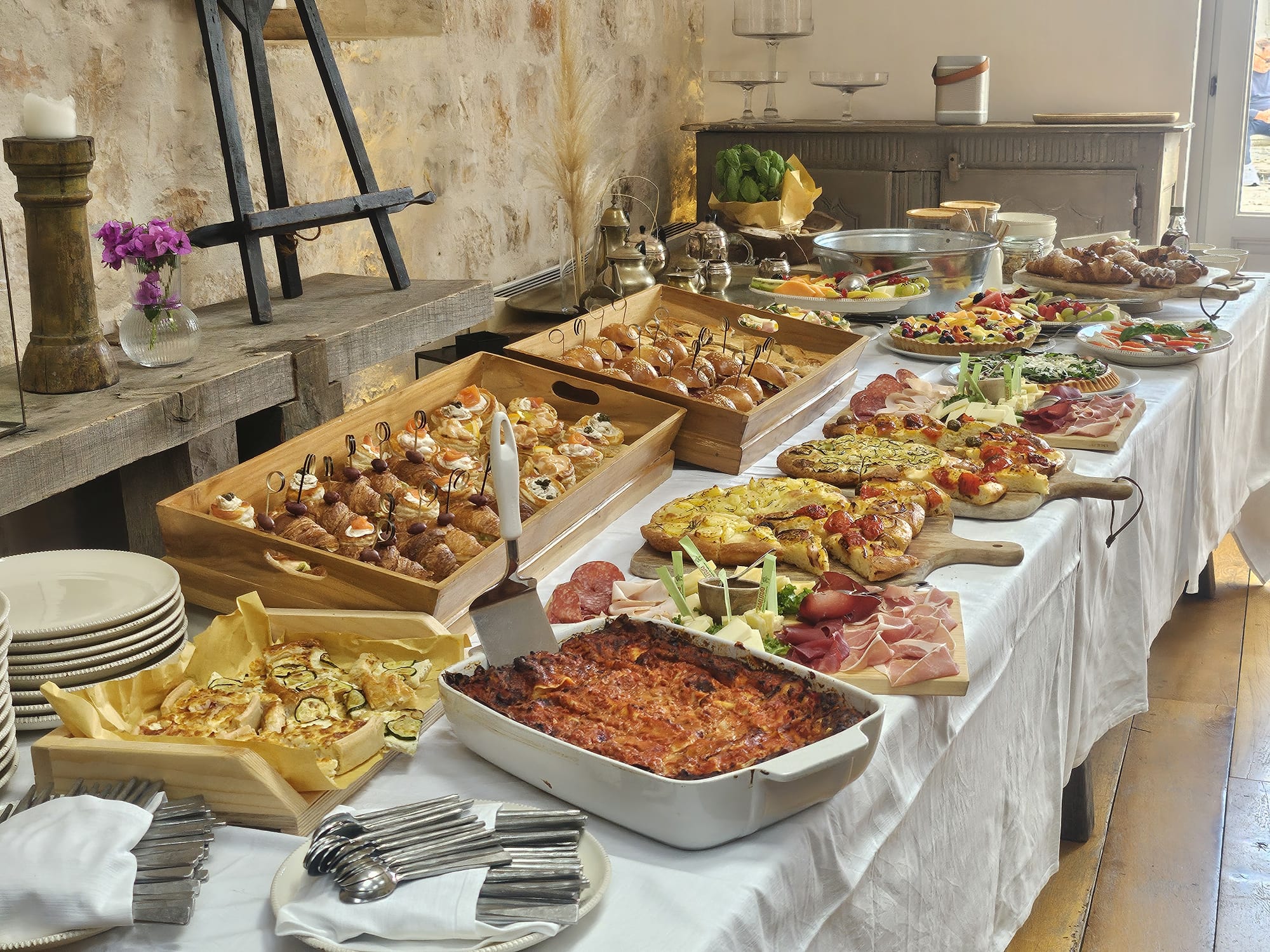 Morning-after brunch buffet at Masseria Petrarolo